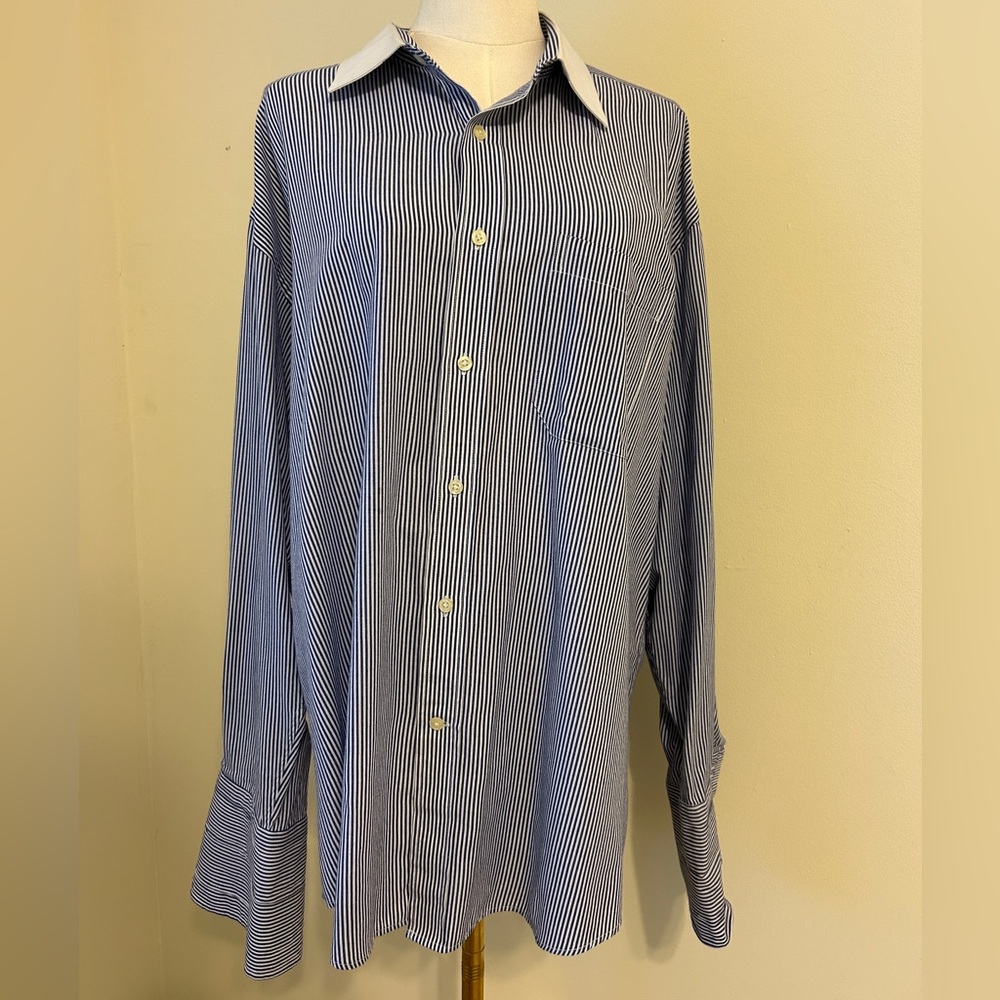 Givenchy Blue and White Striped Button Down Shirt
